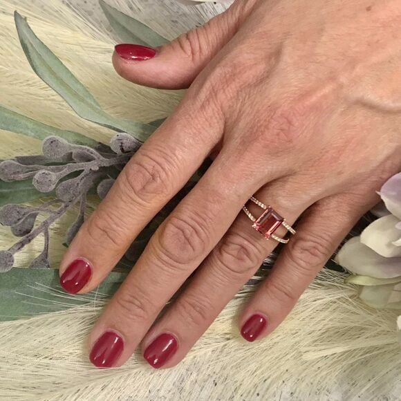 Natural Tourmaline Diamond Ring 14k RG 2.2 TCW Certified $4,950 112165 - Picture 1 of 17